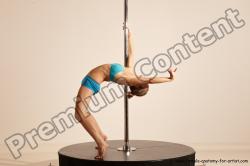 Underwear Gymnastic poses Woman White Moving poses Slim long blond Dynamic poses Academic